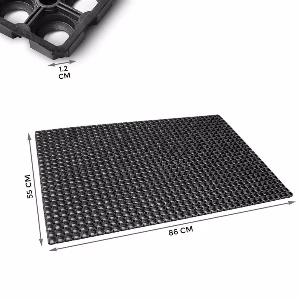 Nordara Industrial Round Non-Slip Rubber Outdoor Door Mat in Black, W/D: 100 x 110 cm – 2