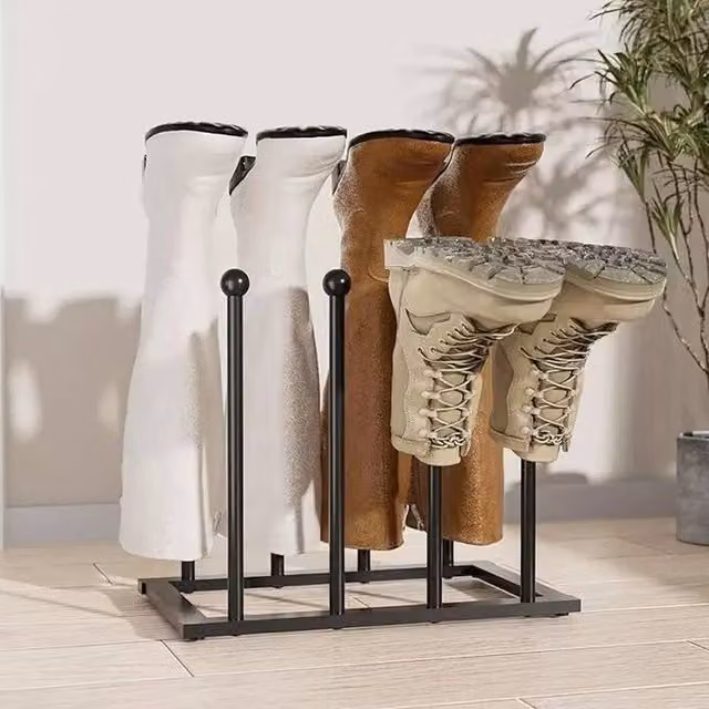 KORVIXA Metal Welly Boots Stand Rack in Black, Holds 4 Pairs