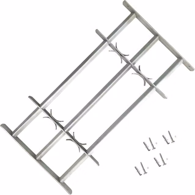 Berkfield Home Adjustable Silver Steel Security Window Grille with 3 Crossbars