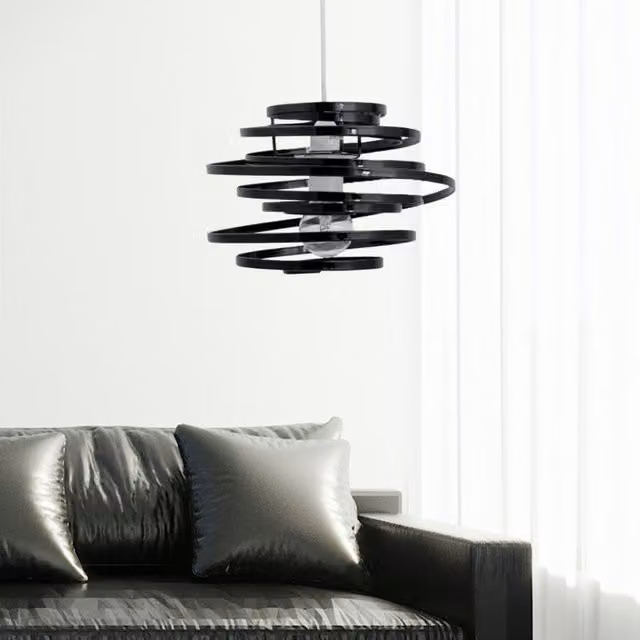 First Choice Lighting Black Metal Swirl Easy Fit Round Light Shade – 1