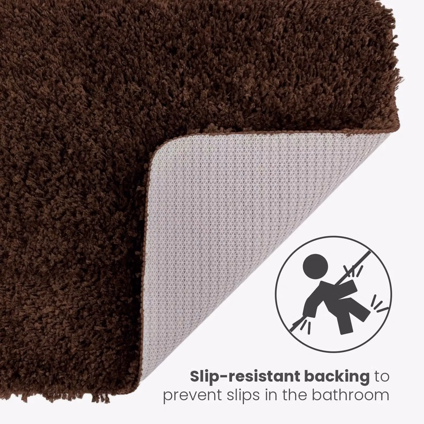 Allure Bath Fashions Shaggy Microfibre Non Slip Bath Mat, Brown, W: 40 cm, D: 60 cm – 4