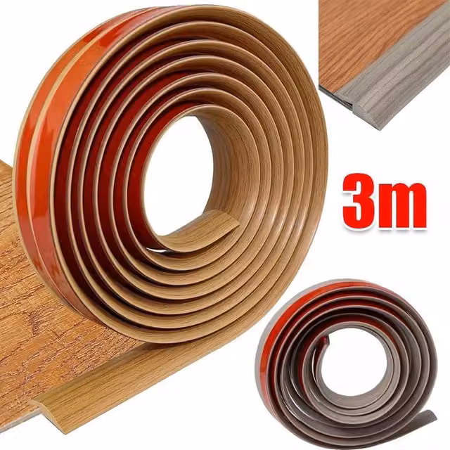 NESTLUNE Brown Self-Adhesive PVC Laminate Carpet Floor Edging Transition Bar, W: 52 cm, H: 5.2 mm, L: 1000 cm – 1