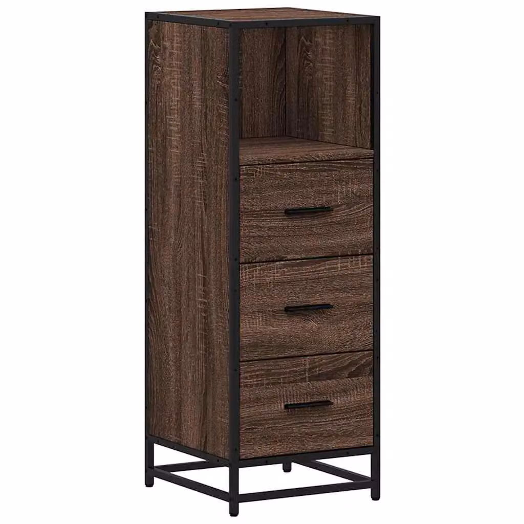 Berkfield Home Brown Oak Wall Mounted Bathroom Cabinet with Open Shelf, W: 35 cm, D: 37.5 cm, H: 100 cm – 2