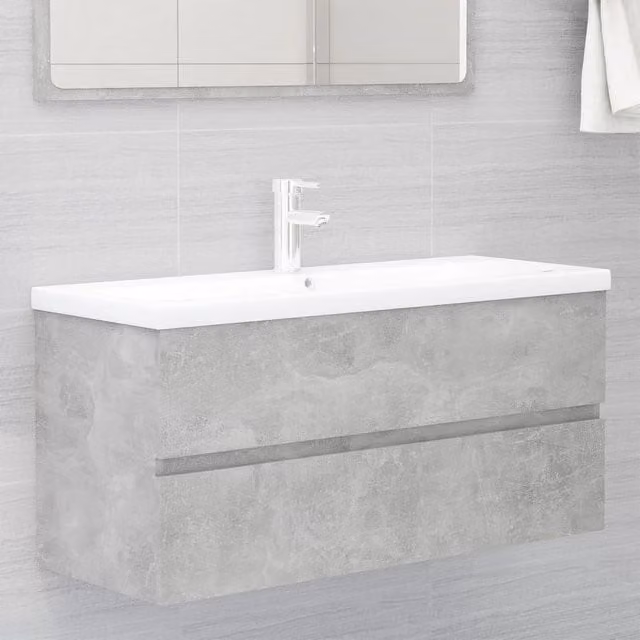 Berkfield Home Sink Cabinet with Built-in Ceramic Basin in Matt Concrete Grey