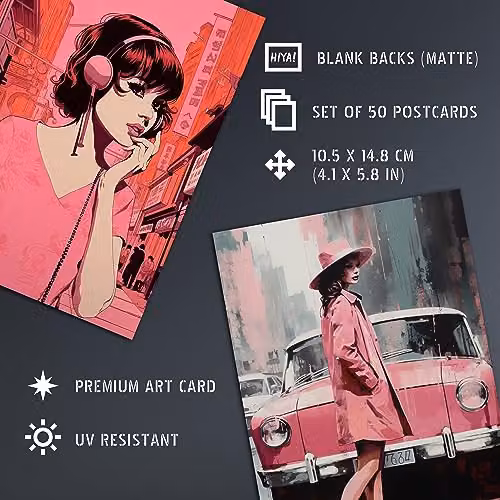 Artery8 Vintage Paris Chic Pink Aesthetic Collage Kit, 50 Piece Paper Wall Art Print Set, W: 15 cm, H: 10 cm – 4