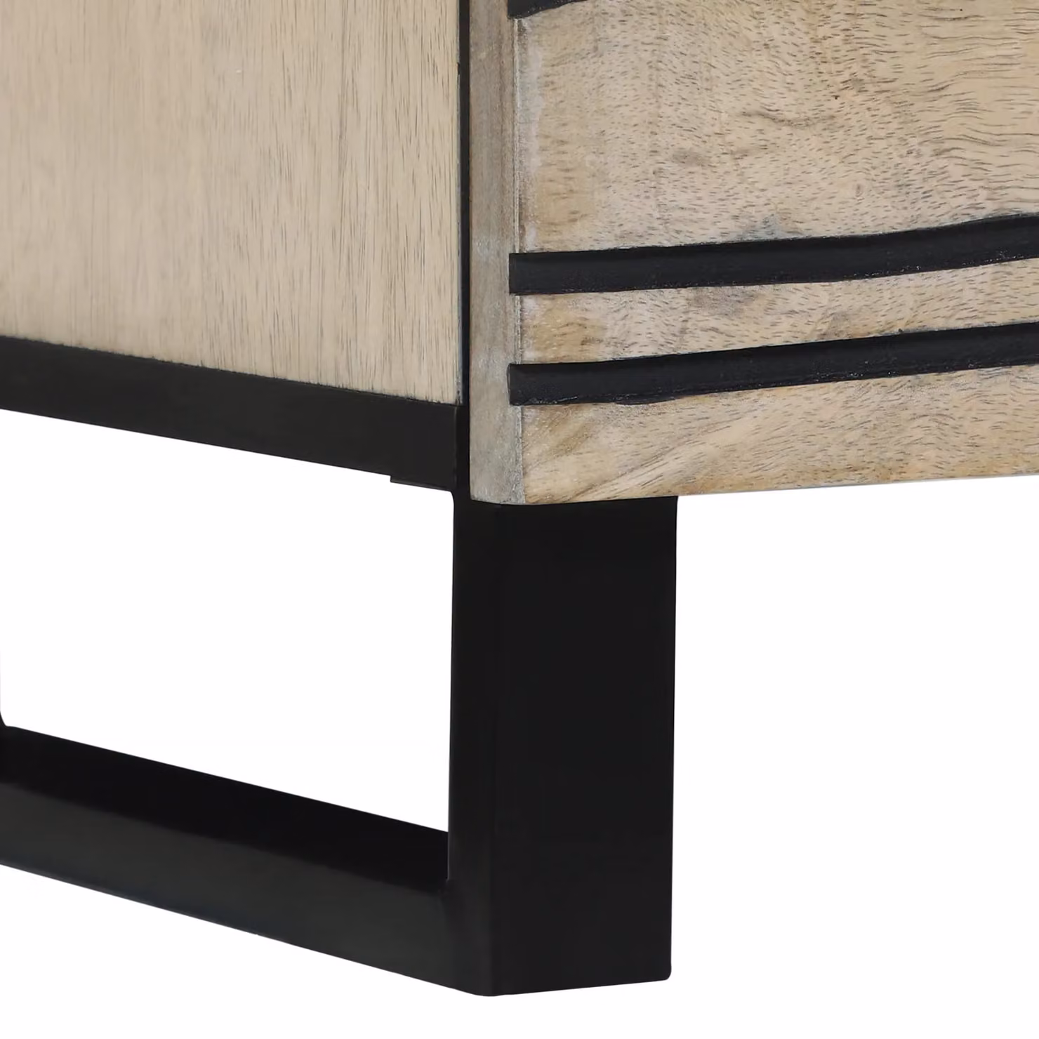 Berkfield Home Media Storage Cabinet with Drawer and Shelf in White and Black Mango Wood and Metal – 6