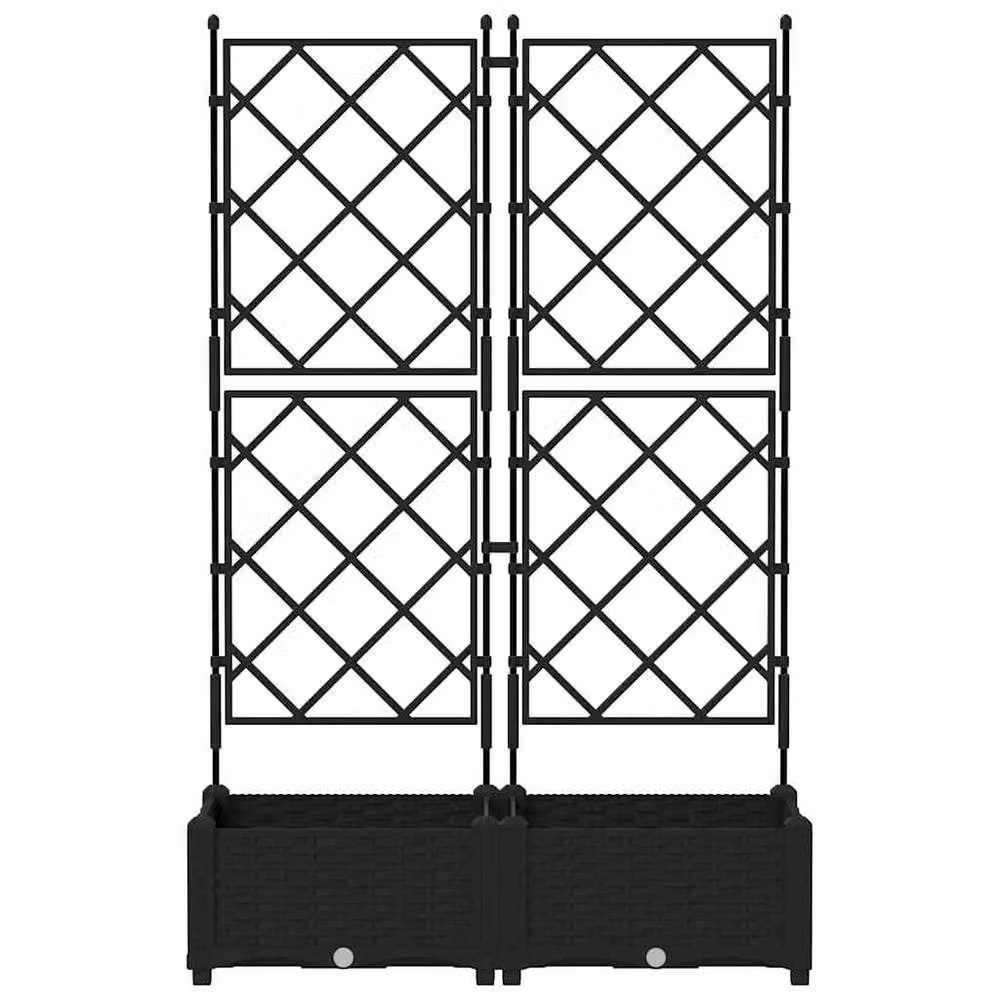 Berkfield Home Garden Planter with Trellis, 2 Piece Set, Black, W: 80 cm, D: 40 cm, H: 125.5 cm – 4