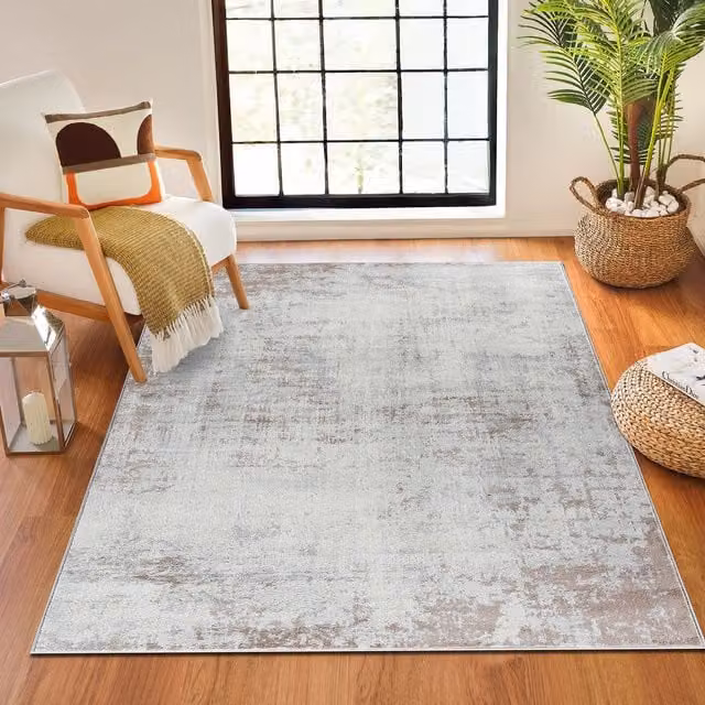 Livabliss Floransa Abstract Modern Marble Living and Dining Room Rug in Grey and Beige, W: 120 cm, L: 170 cm