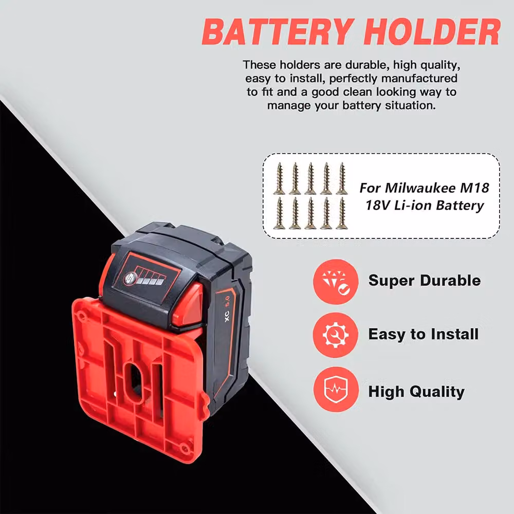 Milwaukee M18 18V Battery Wall Mount Holders, 11 Pack, Red – 6