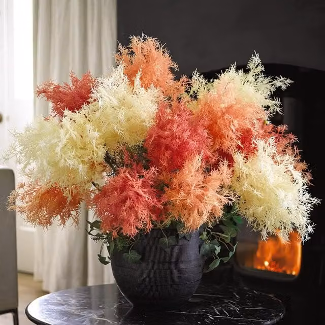 Bloom Artificial Single Fuchsia Flowering Smoke Bush Stem, Pink, Length: 68 cm