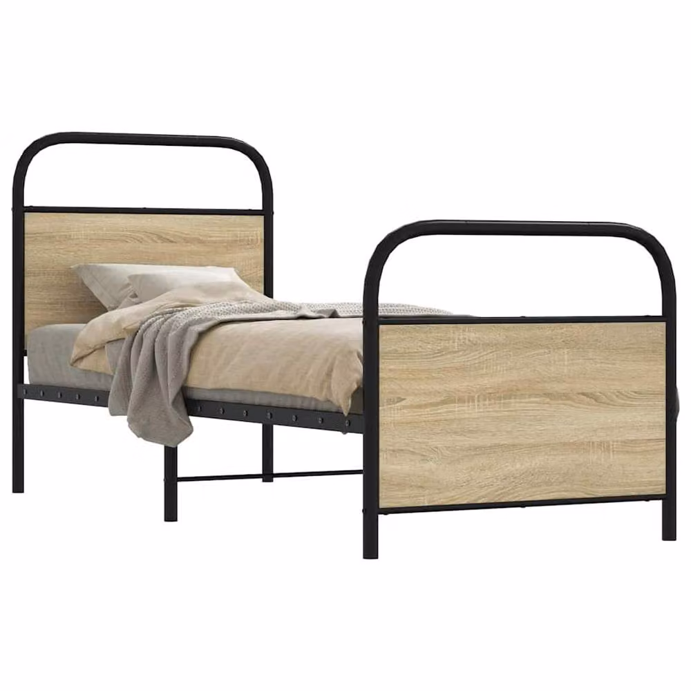Berkfield Home Elegant Bed Frame in Brown Sonoma Oak, W/D/H: 80 x 200 cm – 2