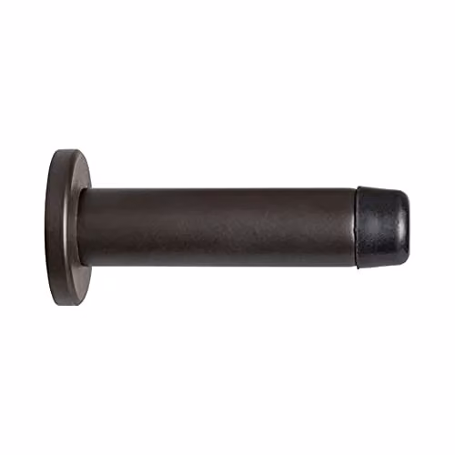 Loops 2 Pack Rubber Tipped Cylinder Doorstop with Rose, Wall Mounted, Matt Bronze – 2