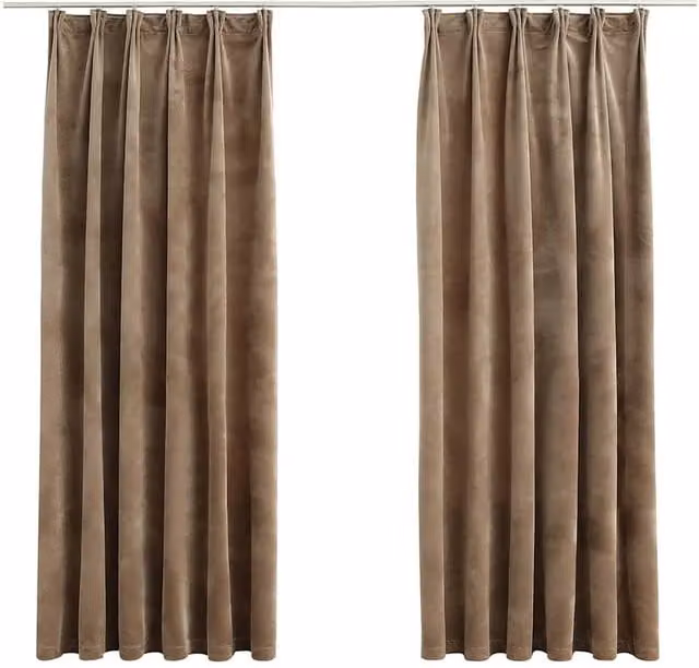 Berkfield Home Blackout Velvet Curtains, 2 Pack, Beige, W: 140 cm, H: 175 cm – 1