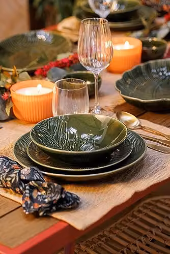 Mikasa Jardin Floral Stoneware Pasta Bowl Set, Green, 4 Pieces, Diameter: 20 cm – 9