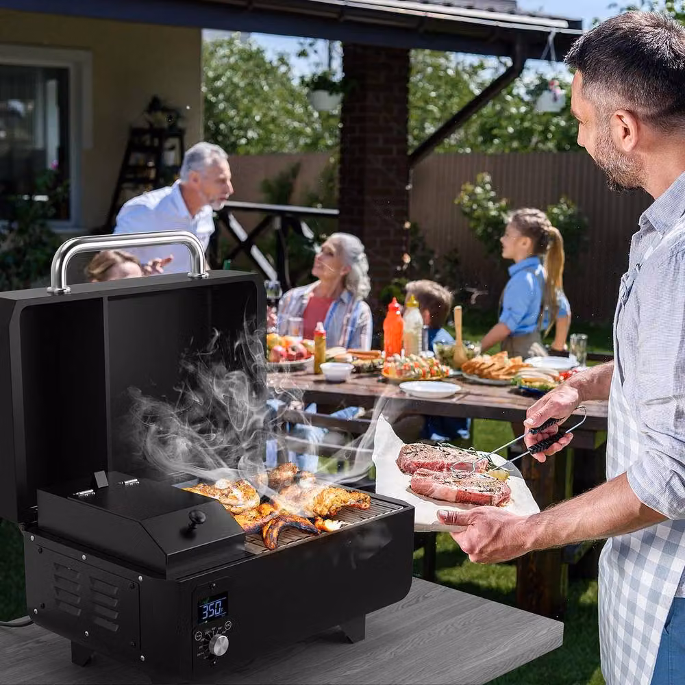 Costway 8-in-1 Digital Control Wood Pellet Smoker and Tabletop Grilling Stove, Black, W/D/H: 46 x 38 x 46 cm – 5