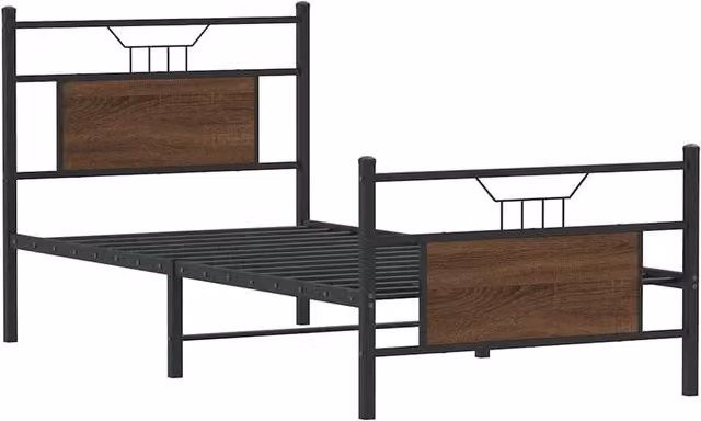 Berkfield Home Durable Single Bed Frame in Brown Oak