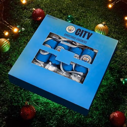 Get Trend Manchester City F.C. Luxury Christmas Crackers, Pack of 6, Blue and Multicolour – 6