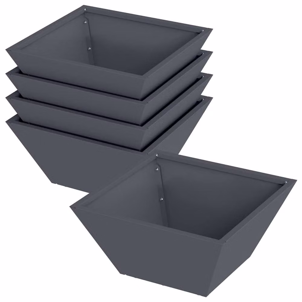 Berkfield Home 5 Piece Anthracite Steel Planter Tub Set in Dark Grey, W/D/H: 35 x 35 x 15 cm – 3