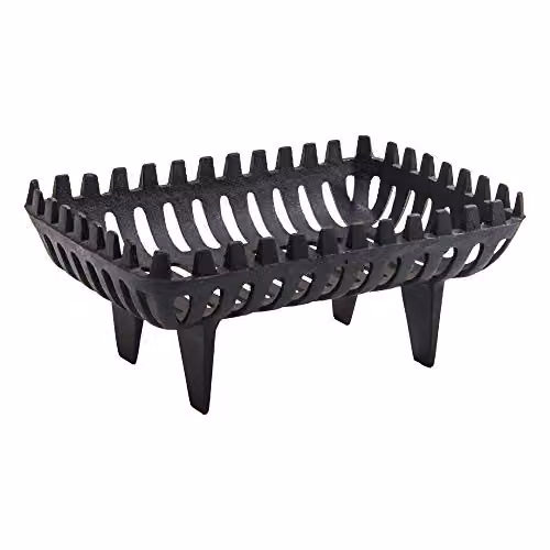 Fire Vida Cast Iron Freestanding Log Basket in Black, H 16 cm x W 38 cm x D 26 cm