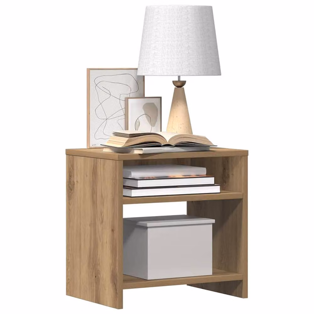 Berkfield Home Set of 2 Artisan Oak Bedside Cabinets in Brown, W/D/H: 40 x 30 x 40 cm – 3