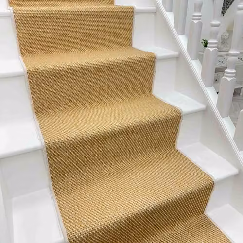 runrug Reversible Flatweave Stair Runner Rug in Maritime Yellow and Beige, W: 60 cm x L: 720 cm