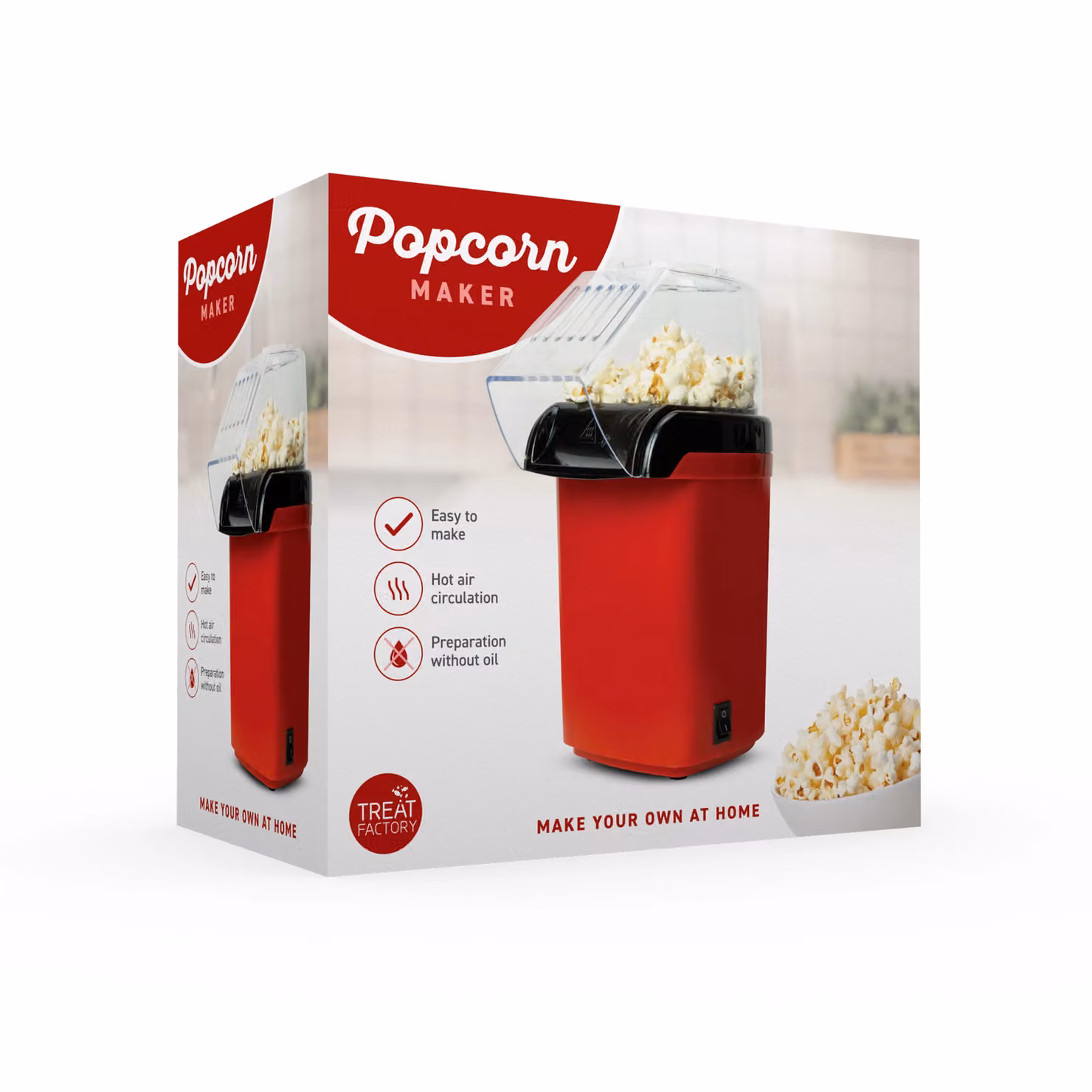 Menkind Treat Factory Popcorn Maker in Vibrant Red Hot Air Snacking Machine – 2