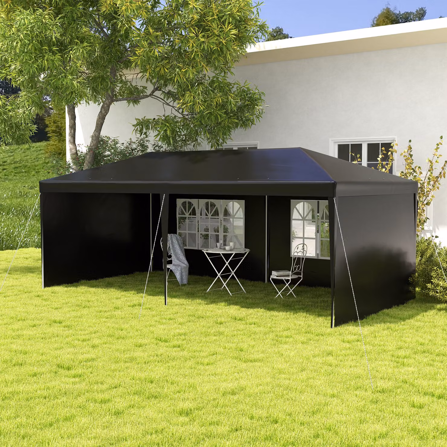 Outsunny Black Party Tent Gazebo Marquee with Windows and Side Panels, W/D/H: 600 x 300 x 255 cm – 2