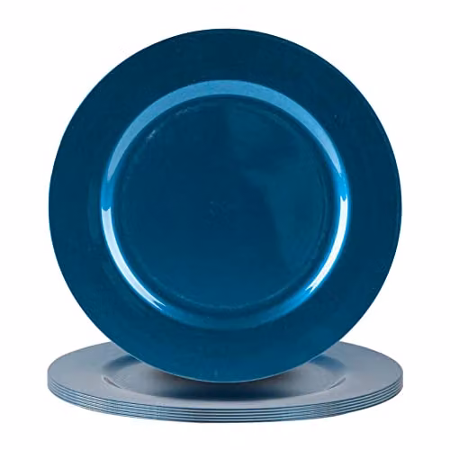 Argon Tableware Metallic Melamine Charger Plates, Blue, Diameter: 33 cm, Pack of 6 – 1