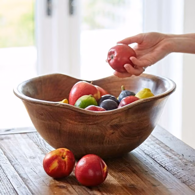 Paper High Natural Mango Wood Fruit Bowl in Brown – 1