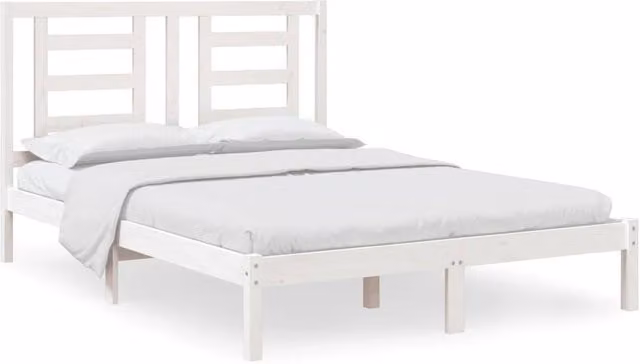 Berkfield Home White Solid Wood Pine Bed Frame W: 140 cm, D: 200 cm – 1