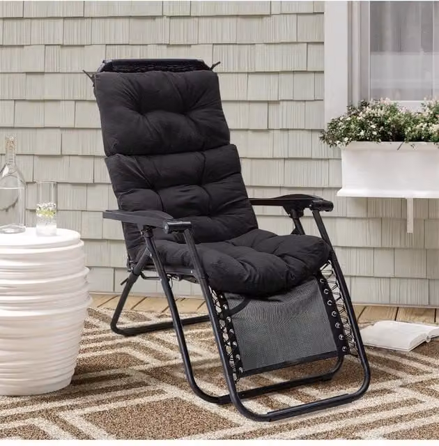 Garden Sanctuary Black High Back Tri-Fold Adirondack Patio Chair Cushion, W: 130 cm, D: 55 cm – 1