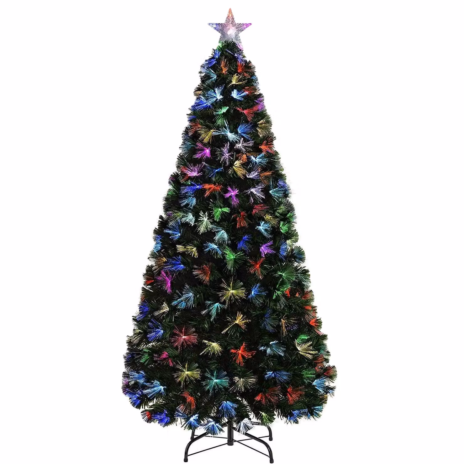 Shatchi Green Fibre Optic LED Pre-Lit Christmas Tree with Multicolour Effect, Height: 90 cm – 3