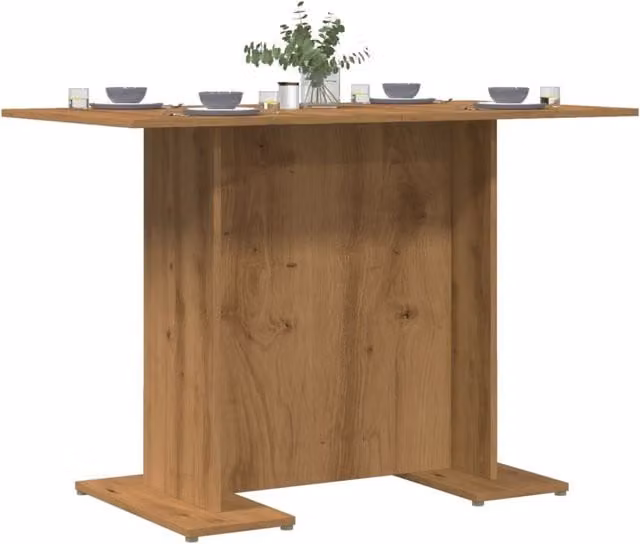 Berkfield Home Artisan Oak Dining Table in Brown, W/D/H: 110 x 60 x 75 cm – 1