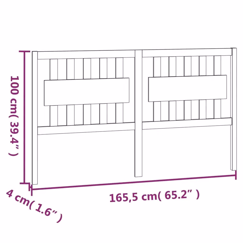 Berkfield Home Rustic Solid Wood Pine Bed Headboard, Brown, W: 165.5 cm, D: 4 cm, H: 100 cm – 2