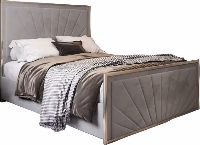 Casani Grey Velvet Upholstered Metal Designer Bed Frame W/D/H: 90 x 200 cm