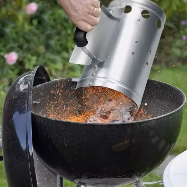 Garden Mile Barbecue Chimney Charcoal Starter in Silver