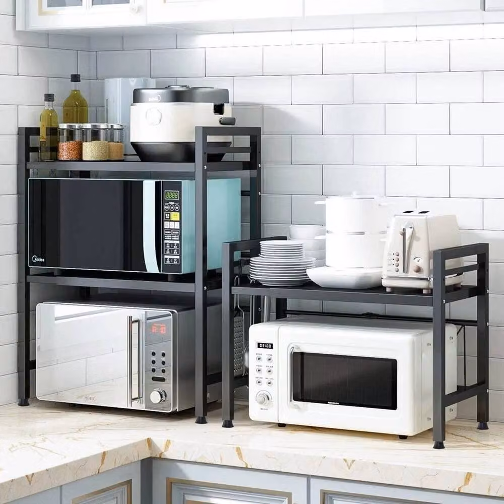 Kelvenix 2 Tier Adjustable Extendable Microwave Oven Stand in Black – 3
