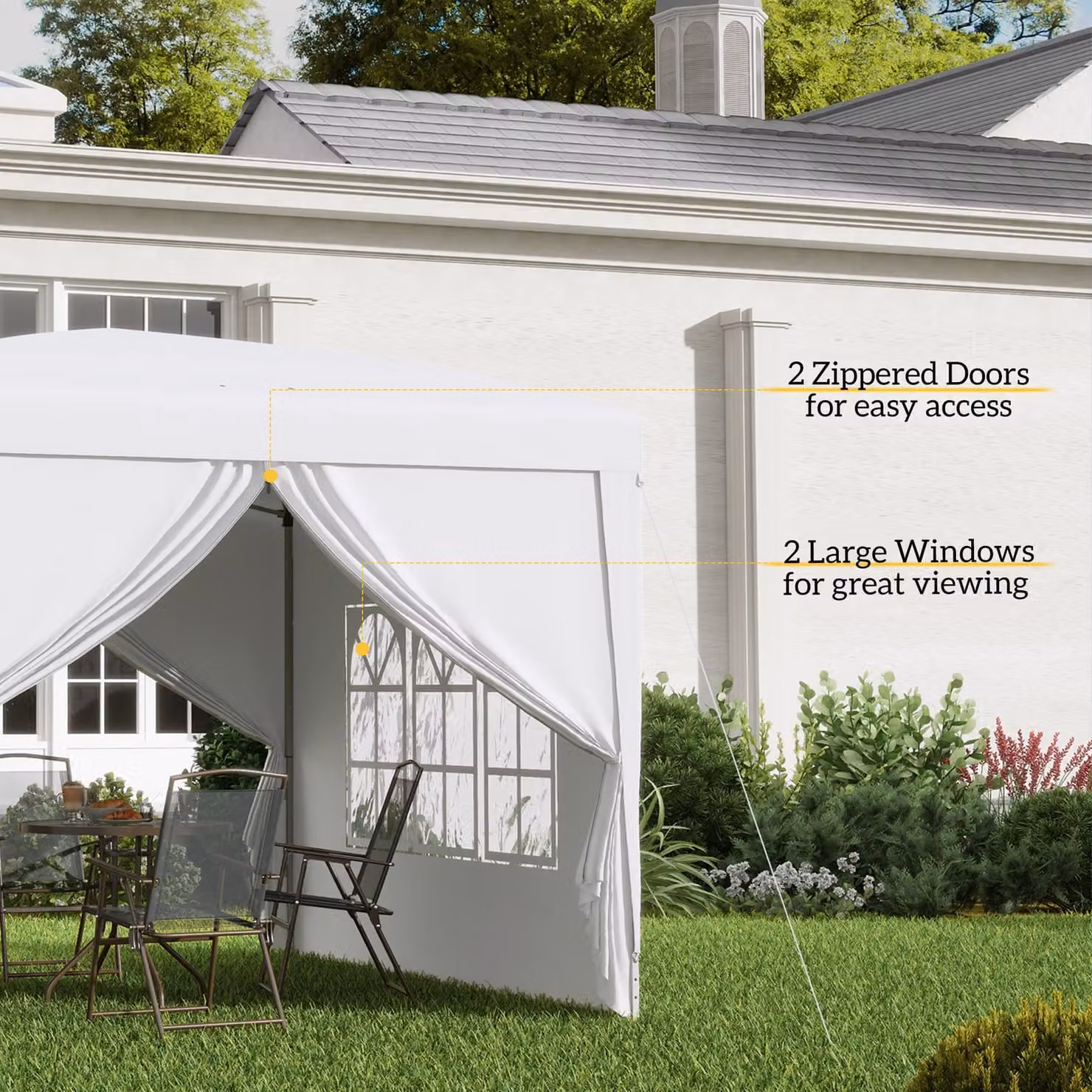 Outsunny White Pop Up Gazebo with Steel Frame and Windows, W/D/H: 295 x 295 x 258 cm – 5