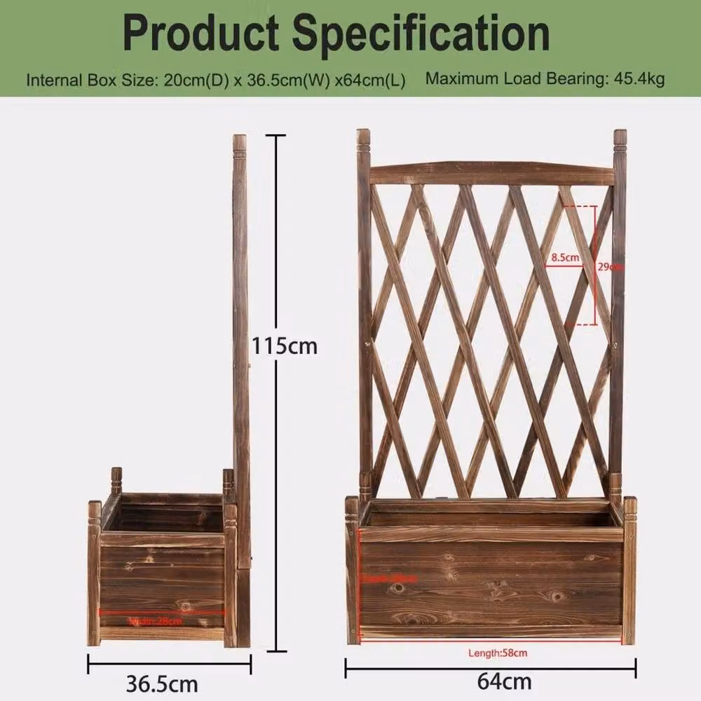 Kelvenix Brown Planter Box with Trellis and Hanging Tub – 2