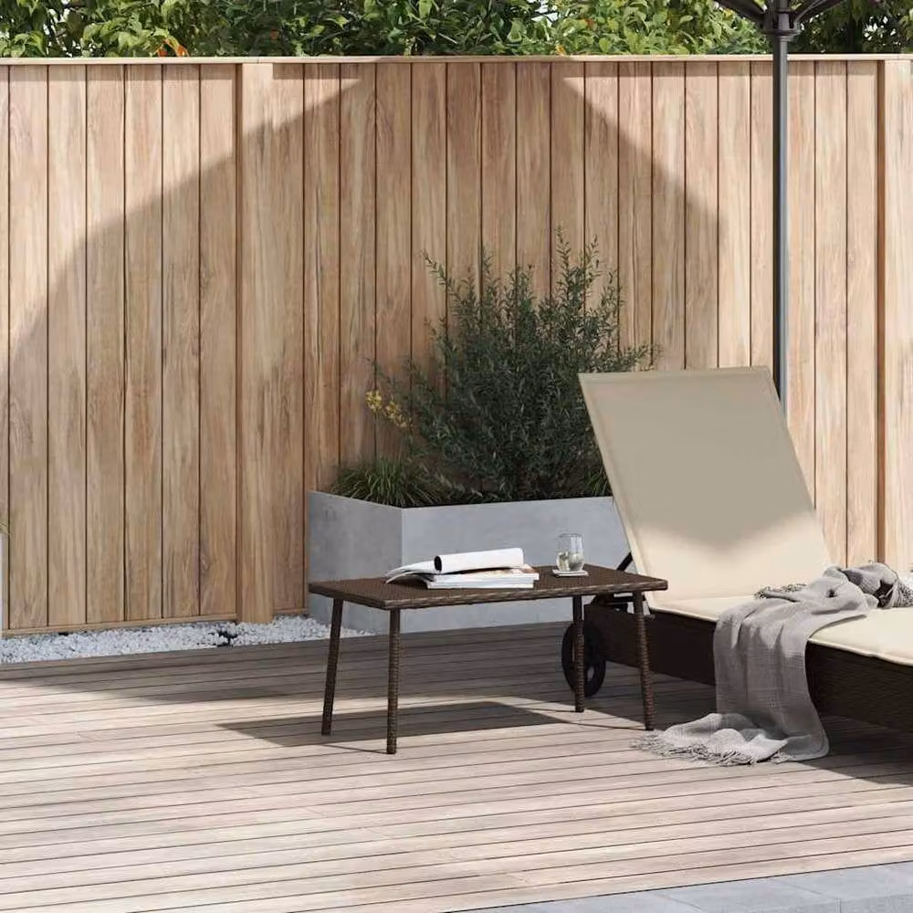 Berkfield Home Garden Rectangular Coffee Table in Brown Poly Rattan and Steel, W: 80 cm, D: 40 cm, H: 37 cm – 2