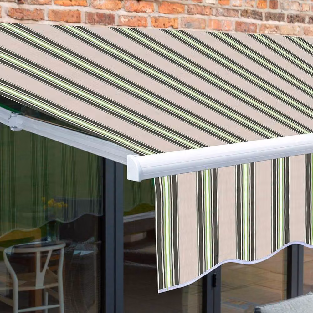 Primrose Awnings Electric Patio Awning Canopy Sun Shade in Multicolour Striped Polyester, W: 4 m, D: 3 m – 3