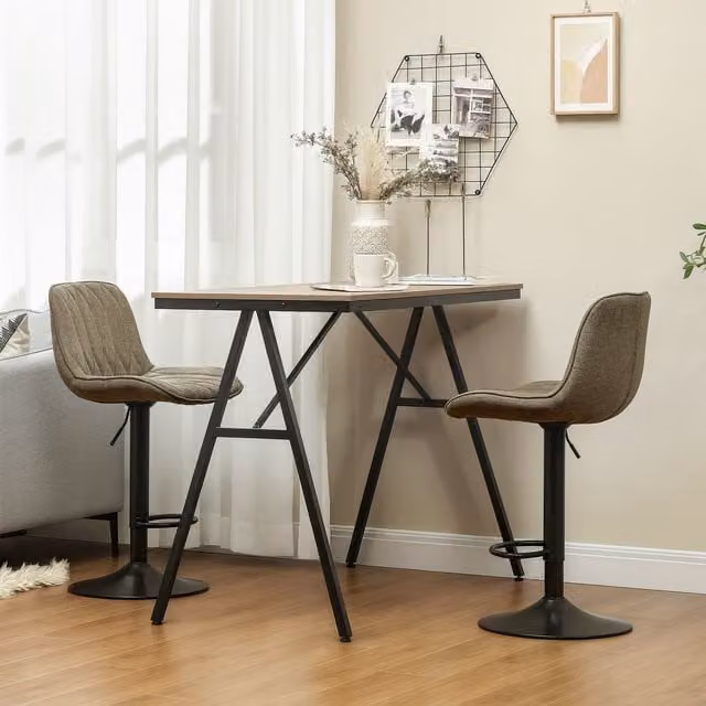 HOMCOM Set of 2 Modern Armless Bar Stools in Brown – 1