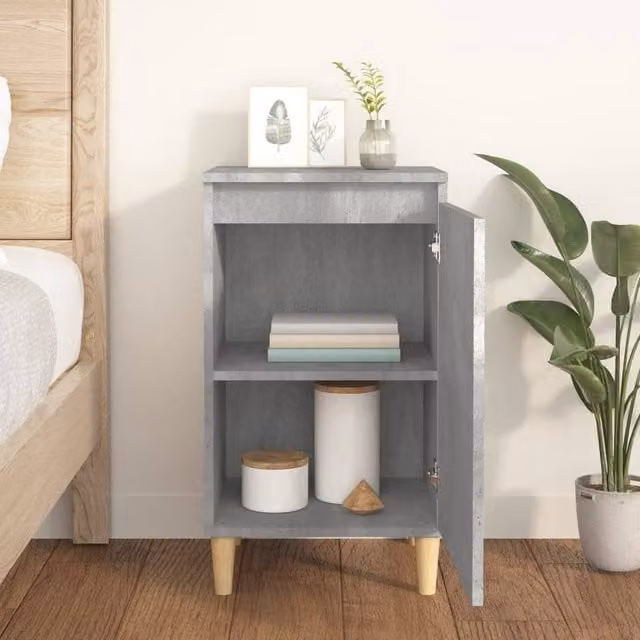 Berkfield Home Classic Bedside Cabinet in Concrete Grey, W/D/H: 40 x 35 x 70 cm