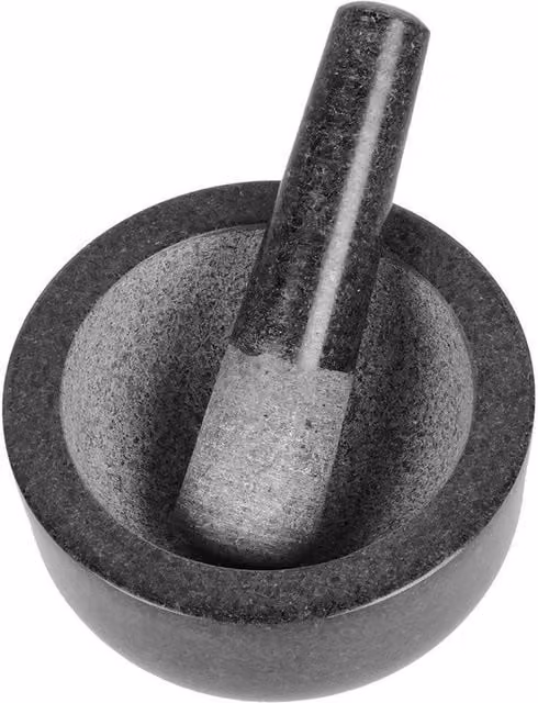 NESTLUNE Large Round Granite Mortar and Pestle Set in Grey, W: 100 cm, D: 60 cm