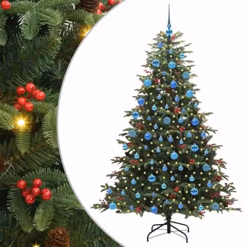 vidaXL Artificial Christmas Tree with 300 LEDs and Stand, Green, Height: 180 cm – 1