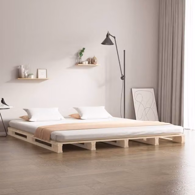 Berkfield Home Pallet Bed in Natural Solid Pine, W/D/H: 160 x 200 cm – 1