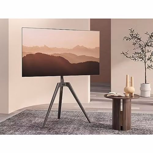 Ttap TRIPOD-BLACK Minimalist TV Stand with Bracket for up to 65 inch TVs in Black – 3