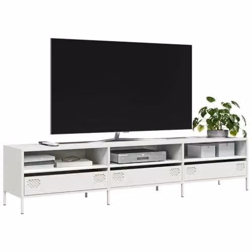 vidaXL Industrial White Metal TV Cabinet W/D/H: 202 x 39 x 43.5 cm – 3