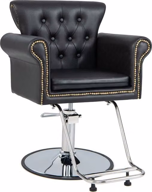 Costway Black Swivel Salon Chair with Armrests and Synthetic Leather Upholstery