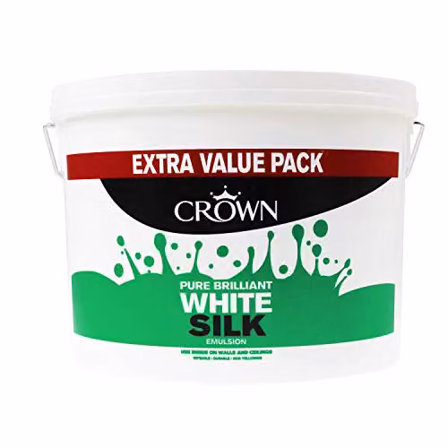 Crown Silk Wall and Ceiling Paint Emulsion in White, 7.5 litres